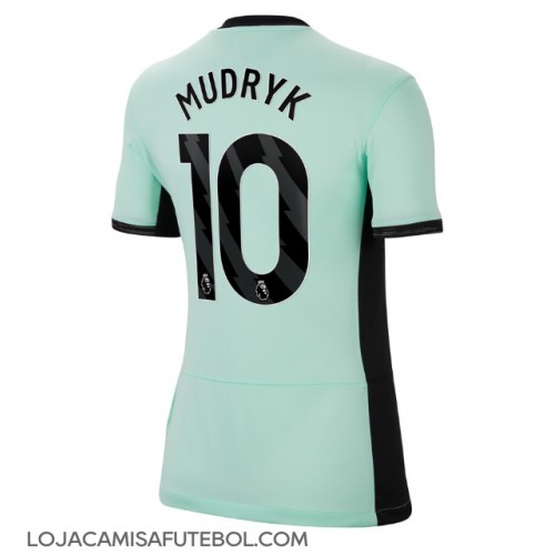 Camisa de Futebol Chelsea Mykhailo Mudryk #10 Equipamento Alternativo Mulheres 2023-24 Manga Curta